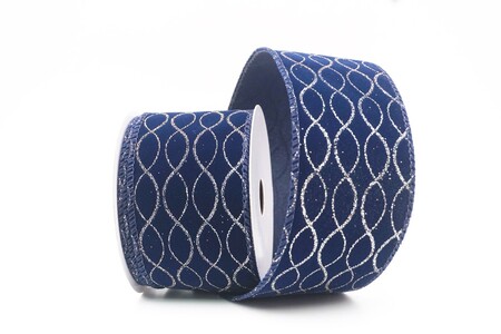Blauw glitterlint met ogee-raster en draad_KW0469GC-4-4